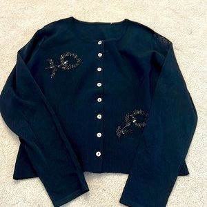 Beaded black cardigan with sheer sleeves